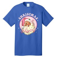 Retro Vintage Pink Santa Claus Funny Pink Christmas Vibes Funny Gift Tall T-Shirt