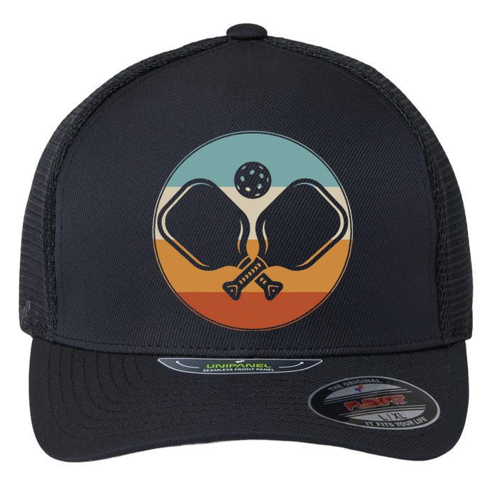 Retro Vintage Pickleball Paddle Design for Pickleball Player Flexfit Unipanel Trucker Cap