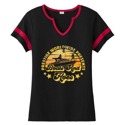 Retro Vintage Prestige Worldwide Boats And Hoes Ladies Halftime Notch Neck Tee