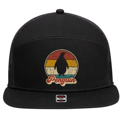 Retro Vintage Penguin Funny Penguin Lover 7 Panel Mesh Trucker Snapback Hat