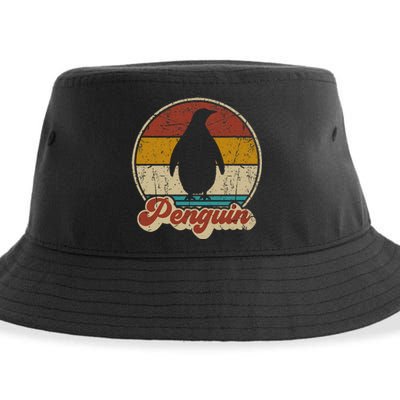 Retro Vintage Penguin Funny Penguin Lover Sustainable Bucket Hat