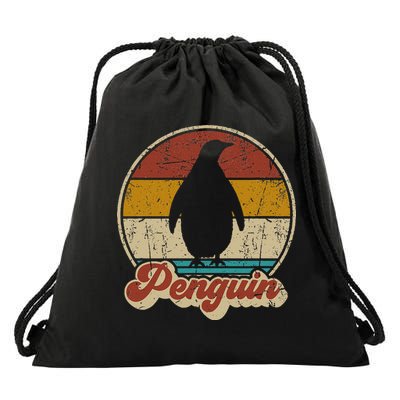 Retro Vintage Penguin Funny Penguin Lover Drawstring Bag