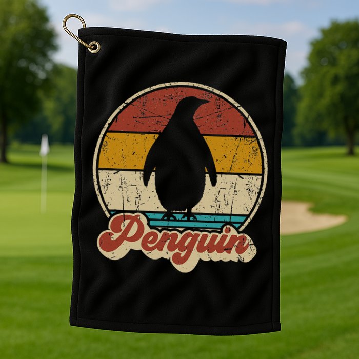 Retro Vintage Penguin Funny Penguin Lover Golf Towel