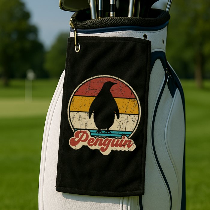 Retro Vintage Penguin Funny Penguin Lover Golf Towel