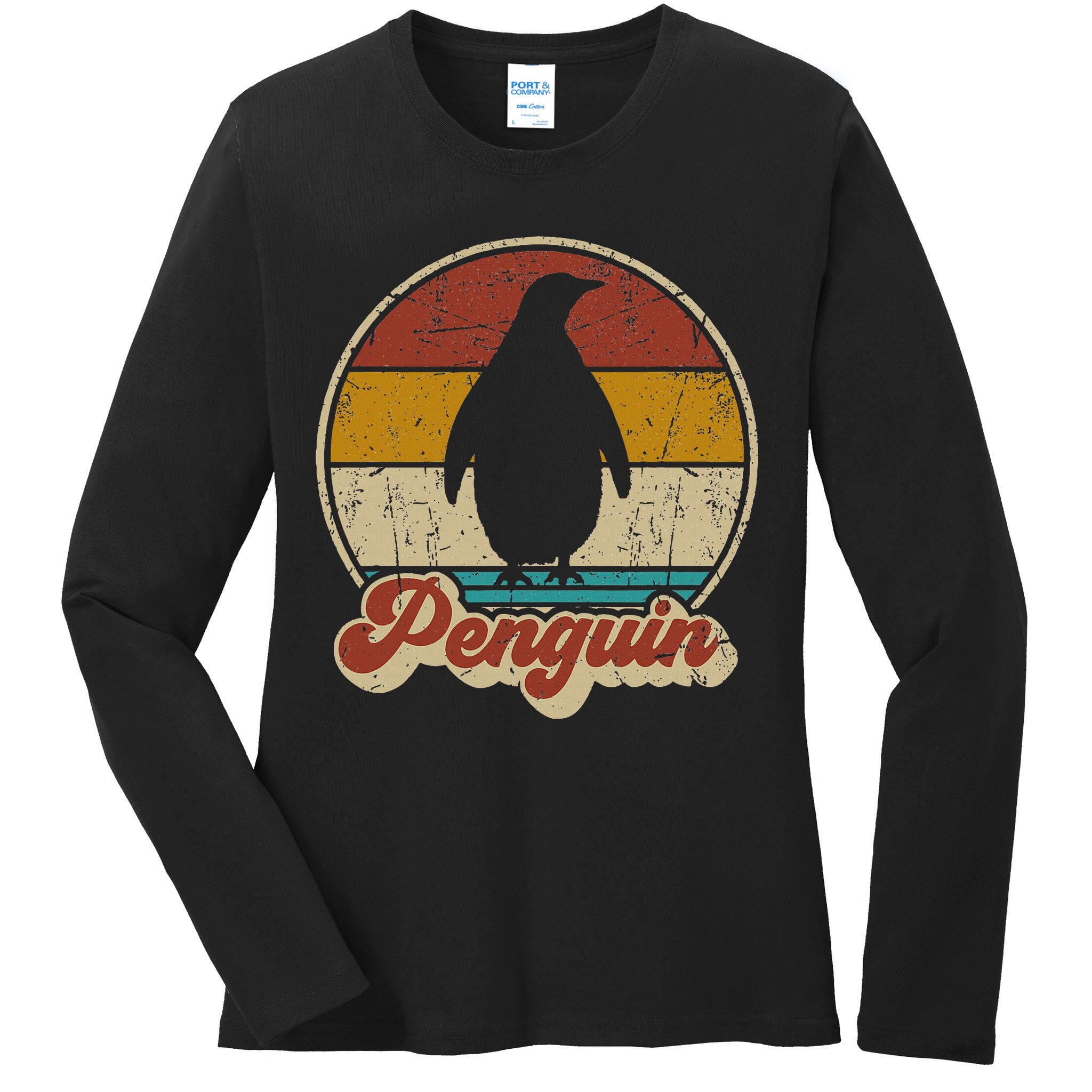 Retro Vintage Penguin Funny Penguin Lover Ladies Long Sleeve Shirt