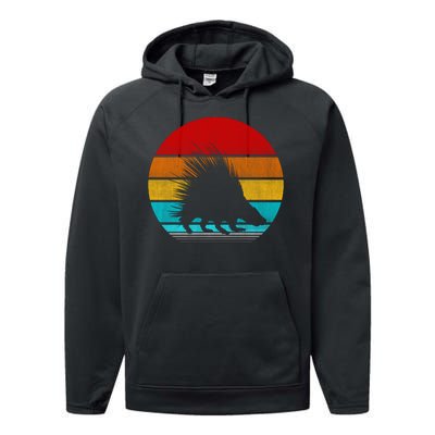 Retro Vintage Porcupine Performance Fleece Hoodie