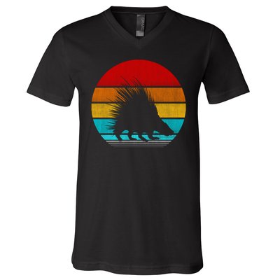 Retro Vintage Porcupine V-Neck T-Shirt