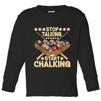 Retro Vintage Pool Billiard Team 8 Ball Pool Billiard Player Gift Toddler Long Sleeve Shirt