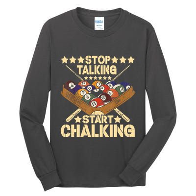 Retro Vintage Pool Billiard Team 8 Ball Pool Billiard Player Gift Tall Long Sleeve T-Shirt