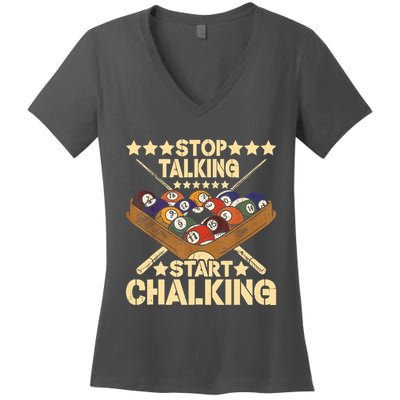 Retro Vintage Pool Billiard Team 8 Ball Pool Billiard Player Gift Women's V-Neck T-Shirt