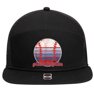 Retro Vintage Philly Baseball Skyline Cool Philadelphia 7 Panel Mesh Trucker Snapback Hat
