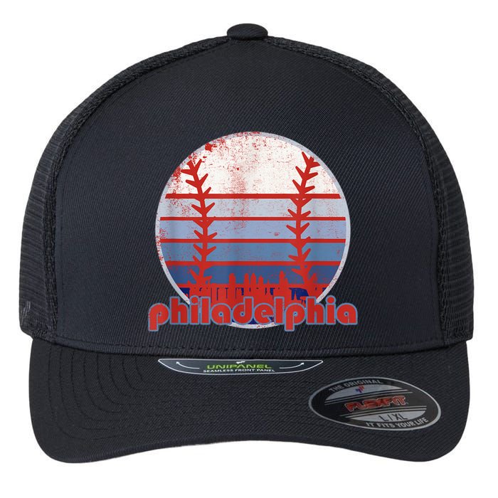 Retro Vintage Philly Baseball Skyline Cool Philadelphia Flexfit Unipanel Trucker Cap