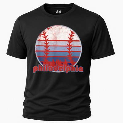 Retro Vintage Philly Baseball Skyline Cool Philadelphia Cooling Performance Crew T-Shirt