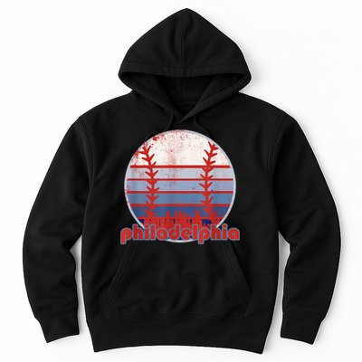 Retro Vintage Philly Baseball Skyline Cool Philadelphia Hoodie