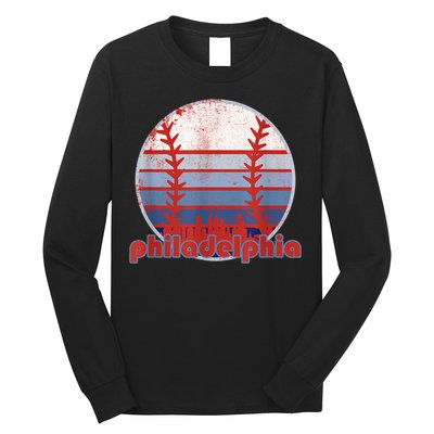Retro Vintage Philly Baseball Skyline Cool Philadelphia Long Sleeve Shirt