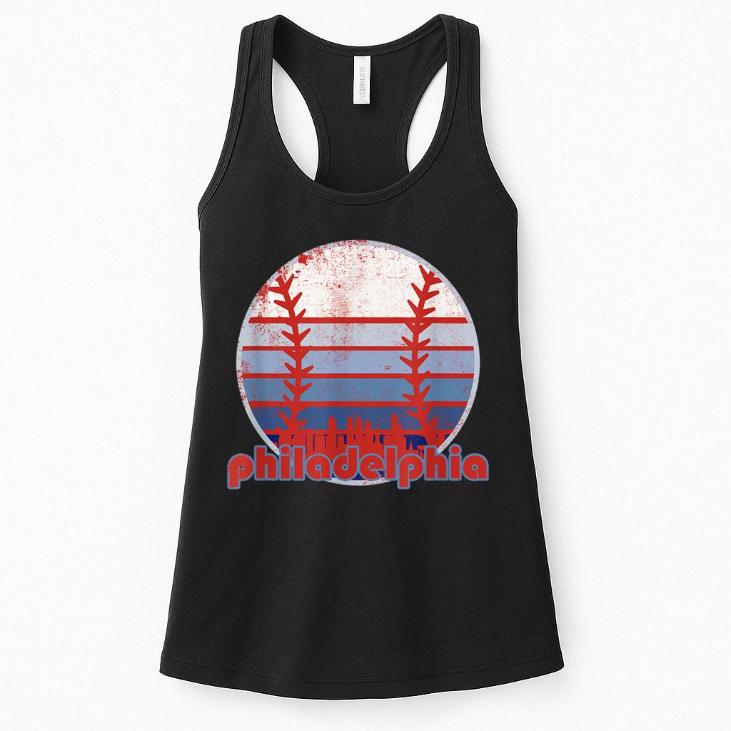 Retro Vintage Philly Baseball Skyline Cool Philadelphia Womens Tank Top