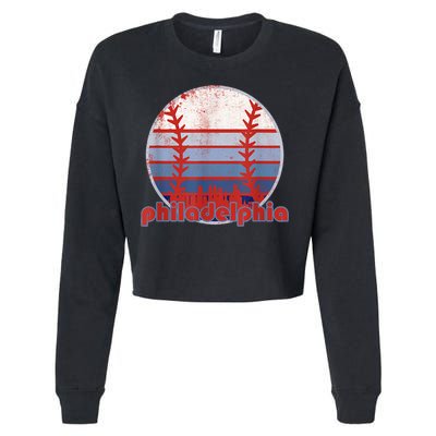 Retro Vintage Philly Baseball Skyline Cool Philadelphia Cropped Pullover Crew