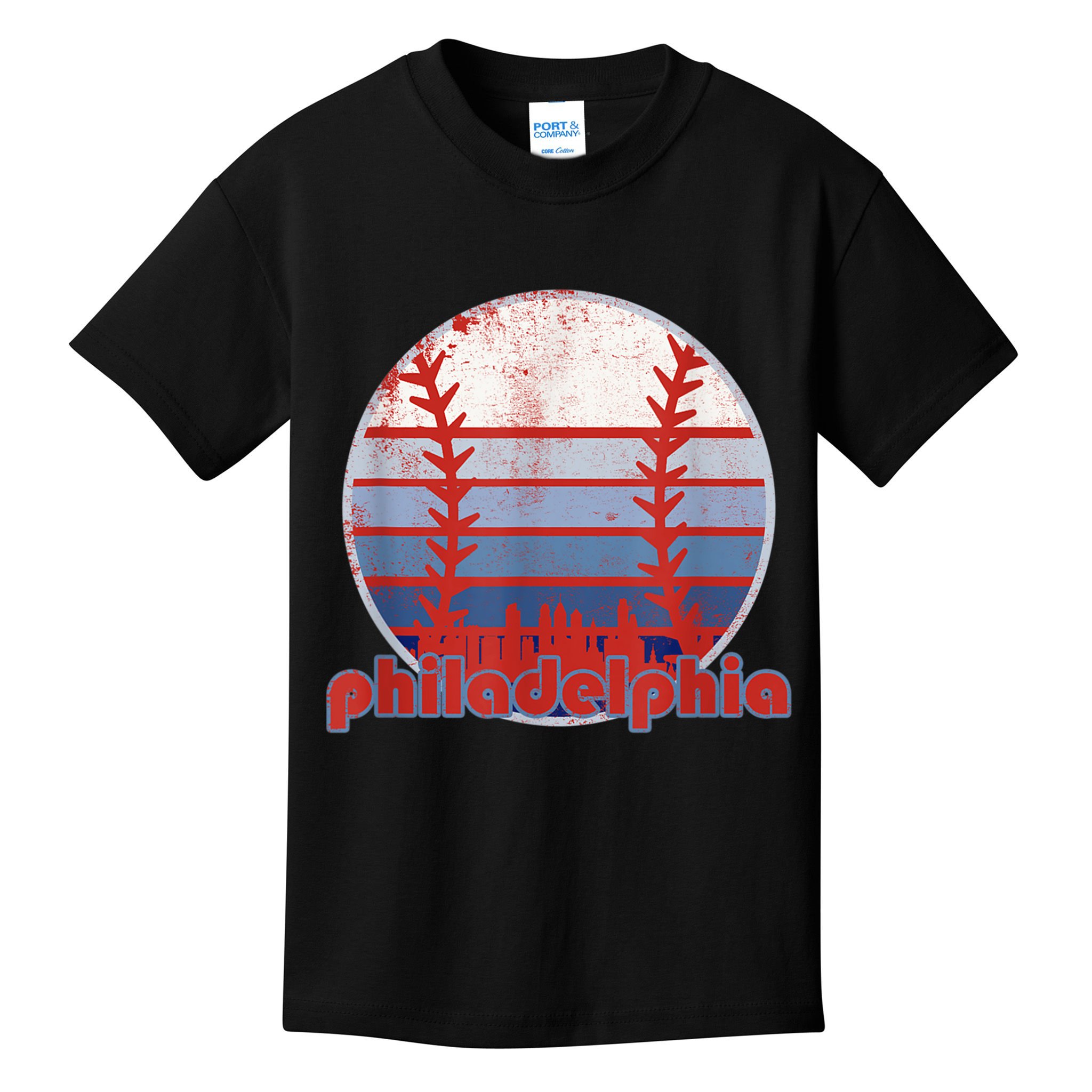 Retro Vintage Philly Baseball Skyline Cool Philadelphia Kids T-Shirt