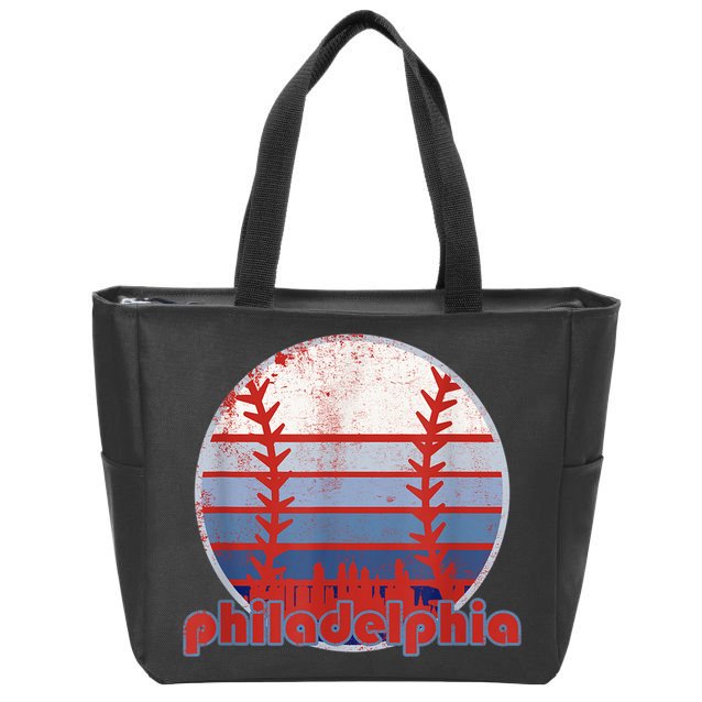 Retro Vintage Philly Baseball Skyline Cool Philadelphia Zip Tote Bag