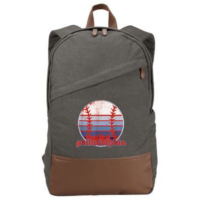 Retro Vintage Philly Baseball Skyline Cool Philadelphia Cotton Canvas Backpack