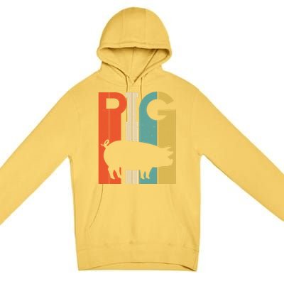 Retro Vintage Pig Silhouette Pig Lover Pig Owner Meaningful Gift Premium Pullover Hoodie