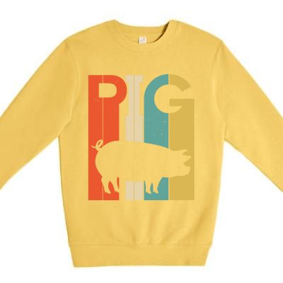 Retro Vintage Pig Silhouette Pig Lover Pig Owner Meaningful Gift Premium Crewneck Sweatshirt