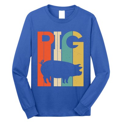 Retro Vintage Pig Silhouette Pig Lover Pig Owner Meaningful Gift Long Sleeve Shirt