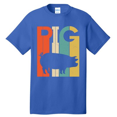 Retro Vintage Pig Silhouette Pig Lover Pig Owner Meaningful Gift Tall T-Shirt