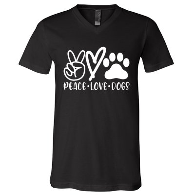 Retro Vintage Peace Love Dog Funny Dog Lover Gifts V-Neck T-Shirt