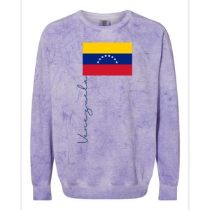 Retro Venezuela Patriotic Pole Signature Flag Cool Gift Colorblast Crewneck Sweatshirt