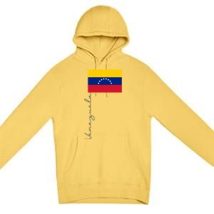 Retro Venezuela Patriotic Pole Signature Flag Cool Gift Premium Pullover Hoodie