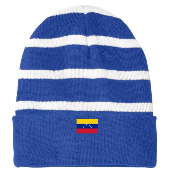 Retro Venezuela Patriotic Pole Signature Flag Cool Gift Striped Beanie with Solid Band