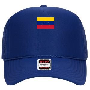 Retro Venezuela Patriotic Pole Signature Flag Cool Gift High Crown Mesh Back Trucker Hat