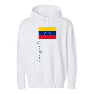 Retro Venezuela Patriotic Pole Signature Flag Cool Gift Garment-Dyed Fleece Hoodie