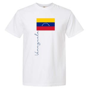 Retro Venezuela Patriotic Pole Signature Flag Cool Gift Garment-Dyed Heavyweight T-Shirt