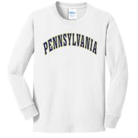 Retro Vintage Pennsylvania State Souvenir Gift Pennsylvania Kids Long Sleeve Shirt