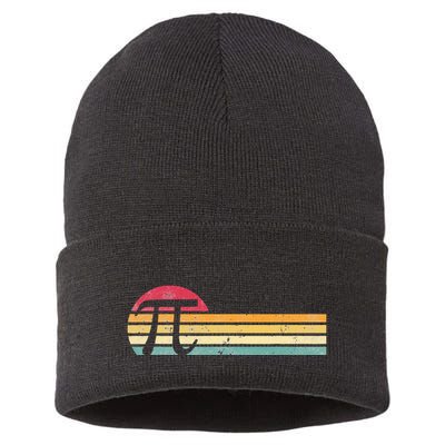 Retro Vintage Pi Day 3.14 Funny Math Nerd Sustainable Knit Beanie