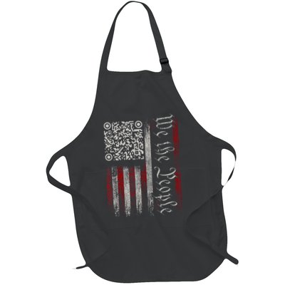 Retro Vintage Qr American Flag Funny Trump Dance Code Apron
