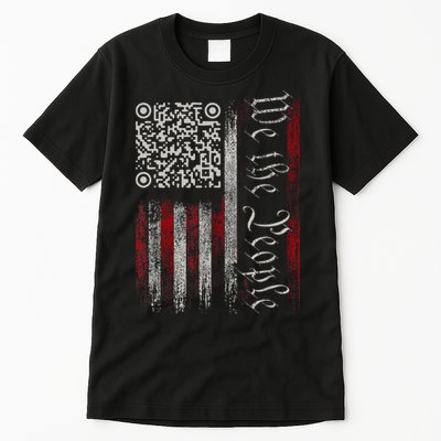 Retro Vintage Qr American Flag Funny Trump Dance Code Tall T-Shirt