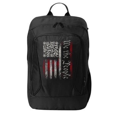 Retro Vintage Qr American Flag Funny Trump Dance Code City Backpack