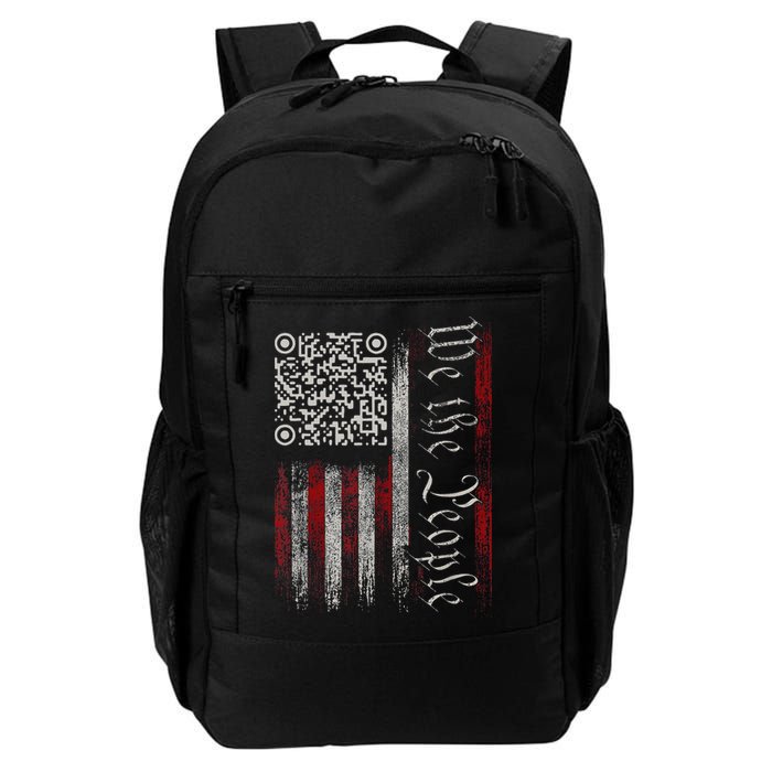 Retro Vintage Qr American Flag Funny Trump Dance Code Backpack