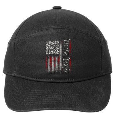 Retro Vintage Qr American Flag Funny Trump Dance Code 7-Panel Snapback Hat