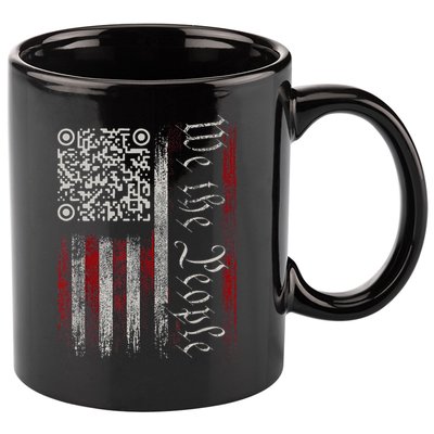 Retro Vintage Qr American Flag Funny Trump Dance Code 11oz C Handle Ceramic Mug