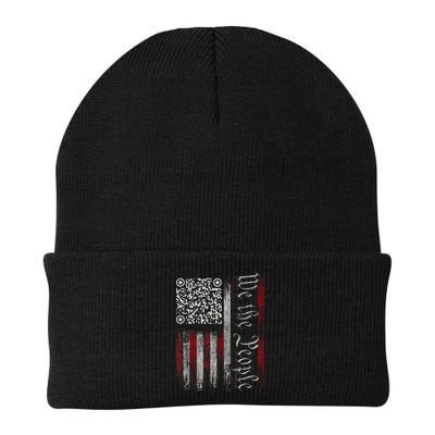 Retro Vintage Qr American Flag Funny Trump Dance Code Beanie