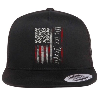 Retro Vintage Qr American Flag Funny Trump Dance Code Flatbill Hat