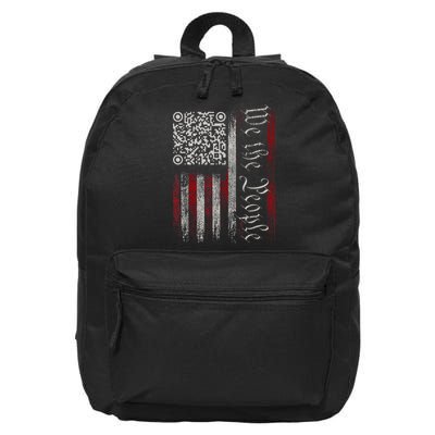 Retro Vintage Qr American Flag Funny Trump Dance Code 16 in Basic Backpack