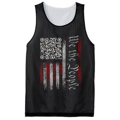 Retro Vintage Qr American Flag Funny Trump Dance Code Mesh Reversible Basketball Jersey Tank