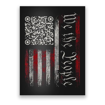 Retro Vintage Qr American Flag Funny Trump Dance Code Poster