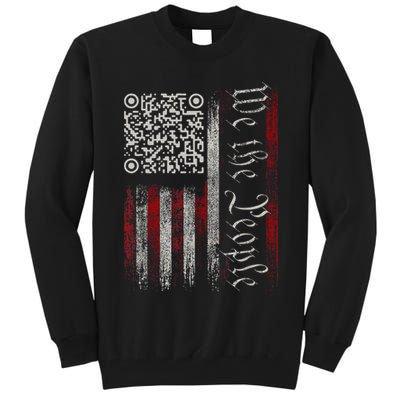 Retro Vintage Qr American Flag Funny Trump Dance Code Tall Sweatshirt