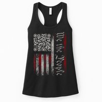 Retro Vintage Qr American Flag Funny Trump Dance Code Womens Tank Top
